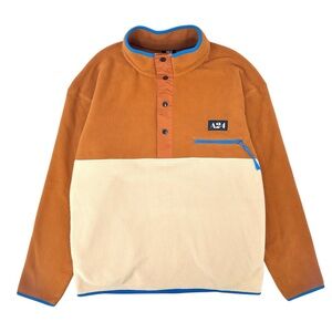 A24 Copper Half Snap Fleece - Brown & Beige Polar Pullover Fleece Sweater sz L